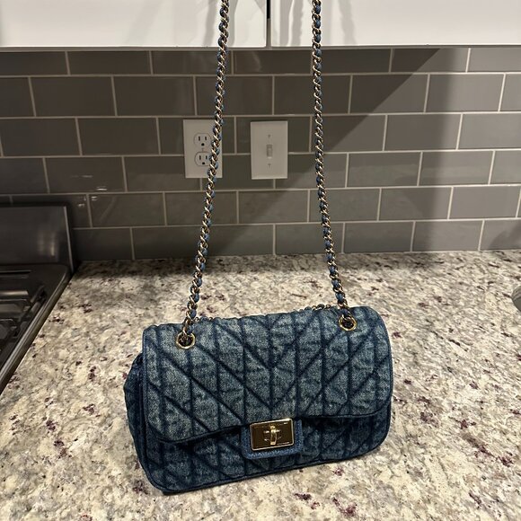 Karl Lagerfeld Paris Agyness Quilted Denim Shoulder Bag - Picture 2 of 7